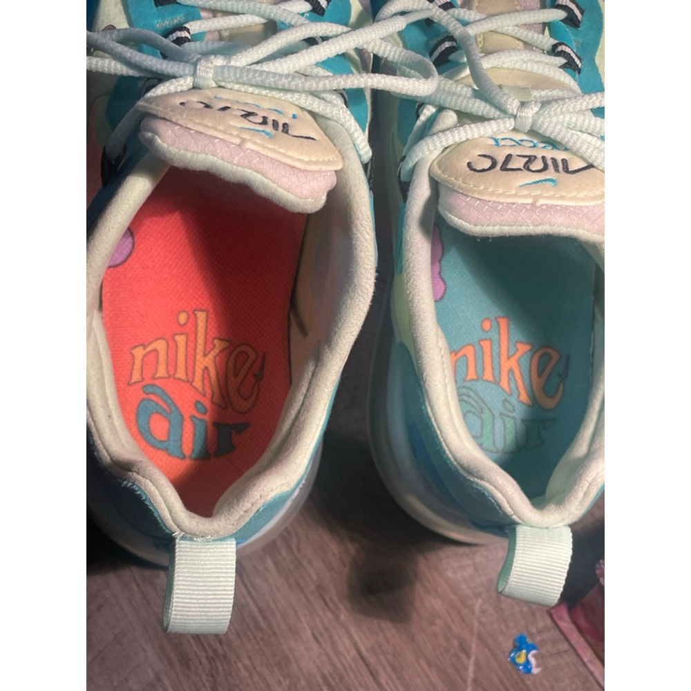 Women's Nike Air Max 270 React Teal Yellow Athletic Shoes 7.5 - Picture 3 of 7